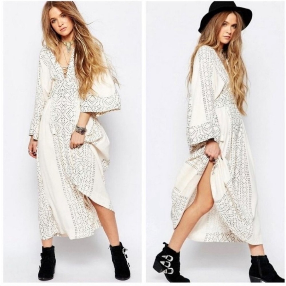 Free People kimono maxi dress with tassels